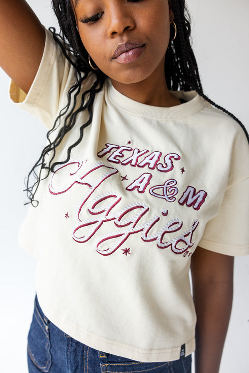 Texas A&M Lasso Luxe Heavyweight Crop Tee